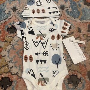 Gerber White and Blue Matching Sets Bodysuits with Playful Prints